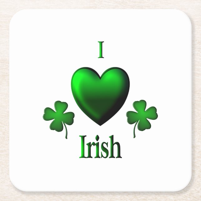 Porta-copo De Papel Quadrado I Heart Irish (Frente)