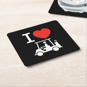 Porta-copo De Papel Quadrado I Heart (Love) Golf Cart