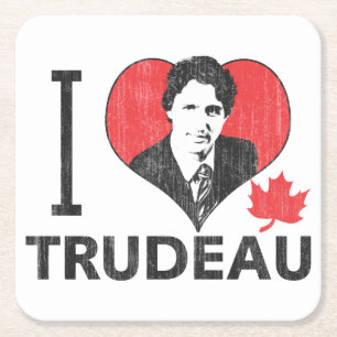 Porta-copo De Papel Quadrado I Heart Trudeau