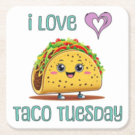 Porta-copo De Papel Quadrado I Love Taco Tuesday