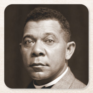 Porta-copo De Papel Quadrado Ícone da História Negra: Booker T Washington, Retr