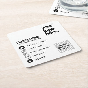 Porta-copo De Papel Quadrado Ícones de mídia social do código de verificaç