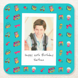 Porta-copo De Papel Quadrado Iconic 90's - Foto personalizada de aniversário de