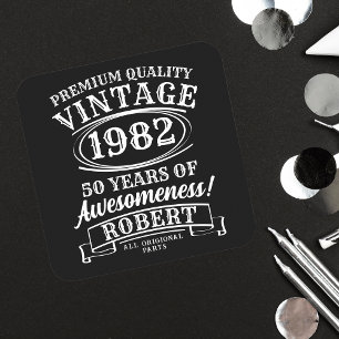 Porta-copo De Papel Quadrado Idade para Perfeição Vintage Personalizada Anivers