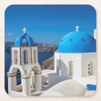Porta-copo De Papel Quadrado Igreja em Santorini