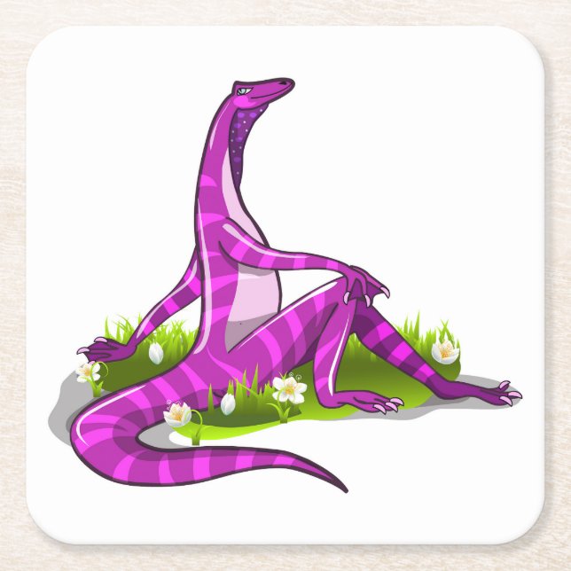 Porta-copo De Papel Quadrado Iguanodon Mostrando Sua Beleza Natural. (Frente)