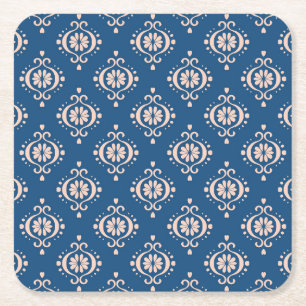 Porta-copo De Papel Quadrado Ikat Geométrico Folklore Damask Ornament