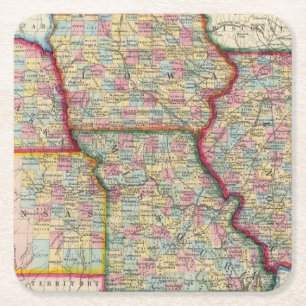 Porta-copo De Papel Quadrado Illinois, Missouri, Iowa, Nebraska e Kansas