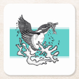 Porta-copo De Papel Quadrado Ilustração a preto e branco de Kingfisher