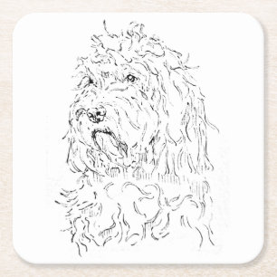 Porta-copo De Papel Quadrado Ilustração de Cachorro, Arte Fofa de Cockapoo