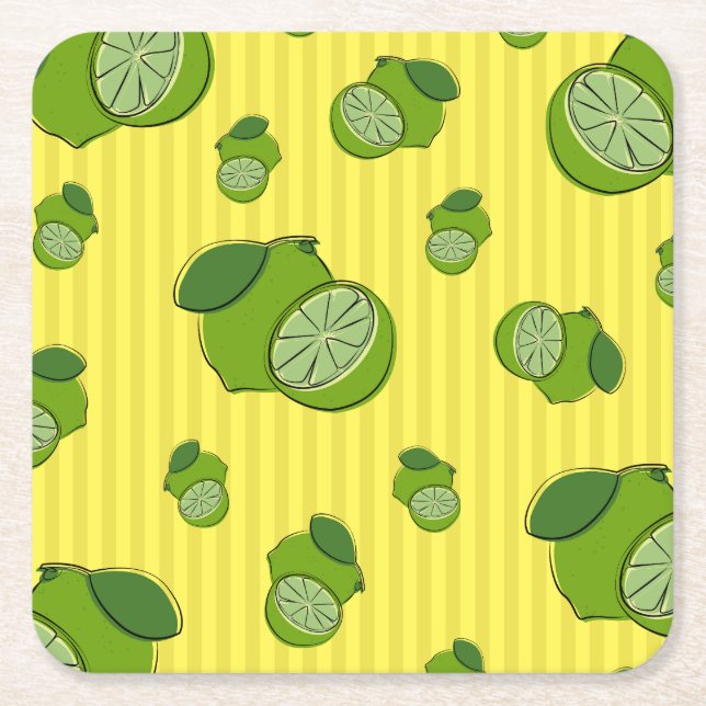 Porta-copo De Papel Quadrado Ilustração de limões (Frente)