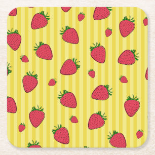 Porta-copo De Papel Quadrado Ilustração de Morangos