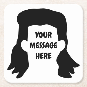 Porta-copo De Papel Quadrado Ilustração de Mullet Personalizada de Mensagem F