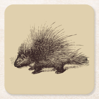 Porta-copo De Papel Quadrado ilustração de porcupine Vintage