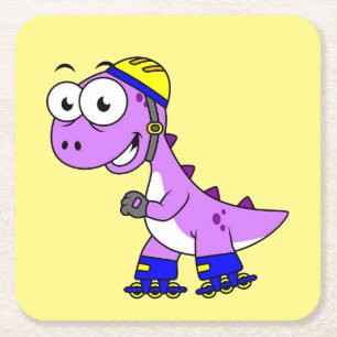 Porta-copo De Papel Quadrado Ilustração De Um Tyrannosaurus Rex De Pé.