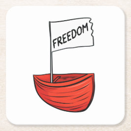 Porta-copo De Papel Quadrado Ilustração do Barco da Liberdade Náutica