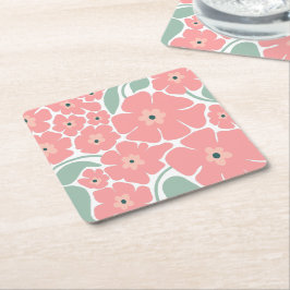 Porta-copo De Papel Quadrado Ilustração Floral