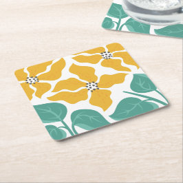Porta-copo De Papel Quadrado Ilustração Floral