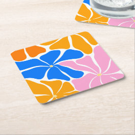 Porta-copo De Papel Quadrado Ilustração Floral