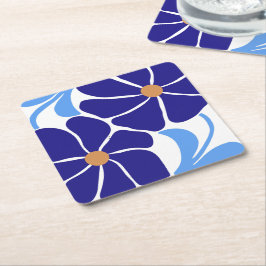Porta-copo De Papel Quadrado Ilustração Floral