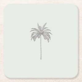 Porta-copo De Papel Quadrado Ilustração Minimalista de Palmeira Tropical para C