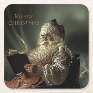 Porta-copo De Papel Quadrado Imagem antiga da magia do Papai Noel dos feriados