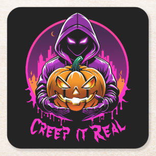 Porta-copo De Papel Quadrado Imaginem o Halloween Real, Horror