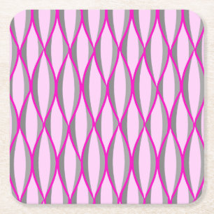Porta-copo De Papel Quadrado Impressão de Fita do Século de Médio - rosa e c