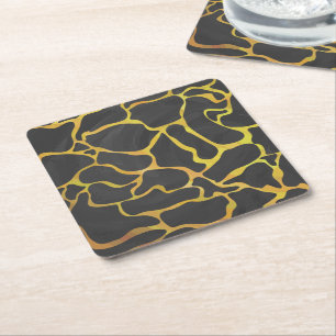 Porta-copo De Papel Quadrado Impressão de Girafa Preto e Amarelo