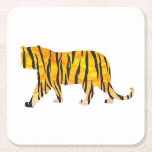 Porta-copo De Papel Quadrado Impressão de Tigre Preto e Laranja