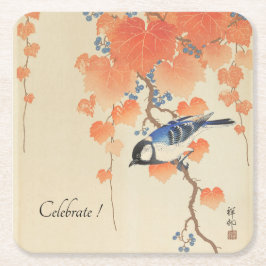 Porta-copo De Papel Quadrado Impressão de Vintage de Watercolor Japonês com Pás