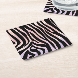 Porta-copo De Papel Quadrado Impressão de Zebra Preta e Rosa