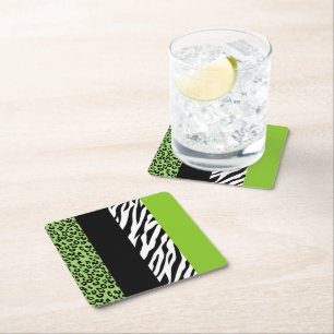 Porta-copo De Papel Quadrado Impressão Leopardo, Impressão Zebra, Impressão Ani