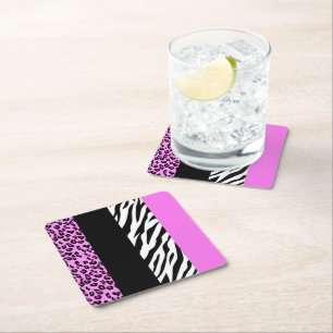 Porta-copo De Papel Quadrado Impressão Leopardo, Impressão Zebra, Impressão Ani