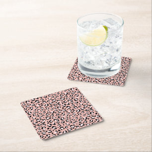 Porta-copo De Papel Quadrado Impressão Leopardo, Manchas Leopardo, Leopardo Ros