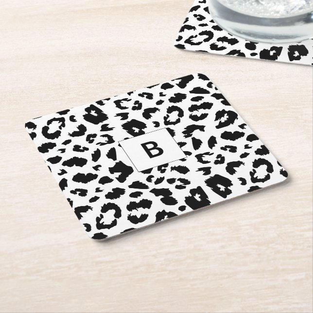 Porta-copo De Papel Quadrado Impressão-leopardo personalizável (Inclinado)