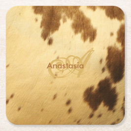 Porta-copo De Papel Quadrado Impressões animais bege chiques da pele de Brown