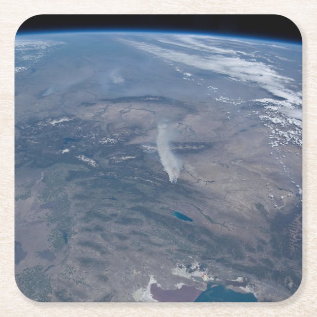 Porta-copo De Papel Quadrado Incêndios Selvagens Nos Eua Ocidental E Sudoeste. (Frente)