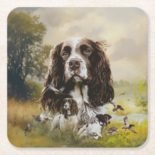 Porta-copo De Papel Quadrado Inglês Springer Spaniel