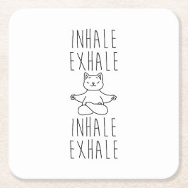 Porta-copo De Papel Quadrado inhale Exhale yoga cat