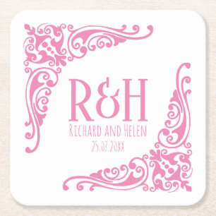 Porta-copo De Papel Quadrado Iniciais do casal