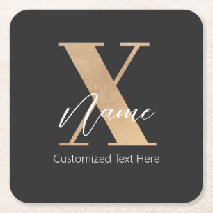 Porta-copo De Papel Quadrado Inicial Moderna Monogramada X & Nome Personalizado