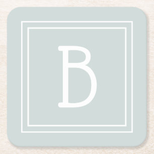 Porta-copo De Papel Quadrado Inicial Monogramática em Branco e Verde de Fazenda