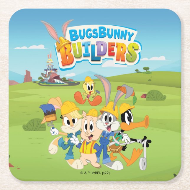Porta-copo De Papel Quadrado INSETOS BUNNY BUILDERS™| Grupo Looney Builders (Frente)