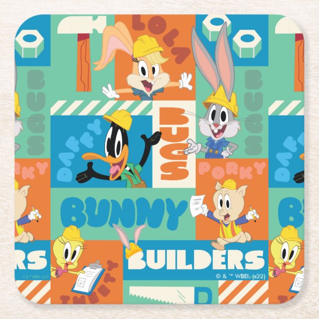 Porta-copo De Papel Quadrado INSETOS BUNNY BUILDERS™| Padrão de Grade de Caract (Frente)