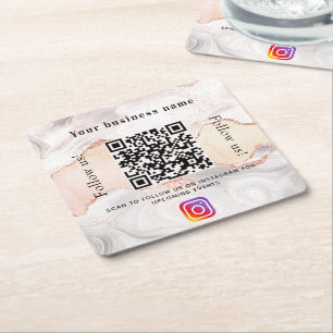 Porta-copo De Papel Quadrado instagrama de código qr do marble business agate r