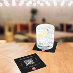 Porta-copo De Papel Quadrado Instagrar código de código qr do nome de empresa b<br><div class="desc">Um na moda,  clássico fundo negro. Personalize e adicione o seu nome comercial,  o seu próprio código qr à sua conta Instagram e um texto em branco. Com o texto x2: Sigam-nos!</div>