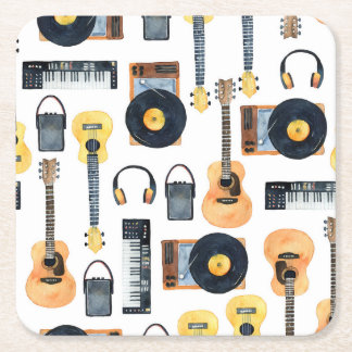 Porta-copo De Papel Quadrado Instrumentos Musicais: Aquarela Sem Costura