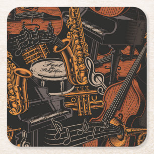 Porta-copo De Papel Quadrado Instrumentos Musicais Em Todos Os Lados