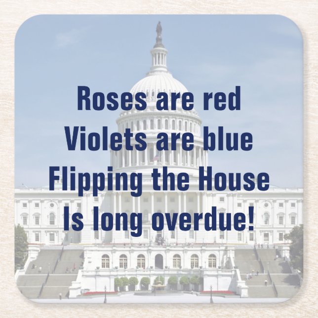 Porta-copo De Papel Quadrado Invertendo a Câmara dos Representantes (Frente)